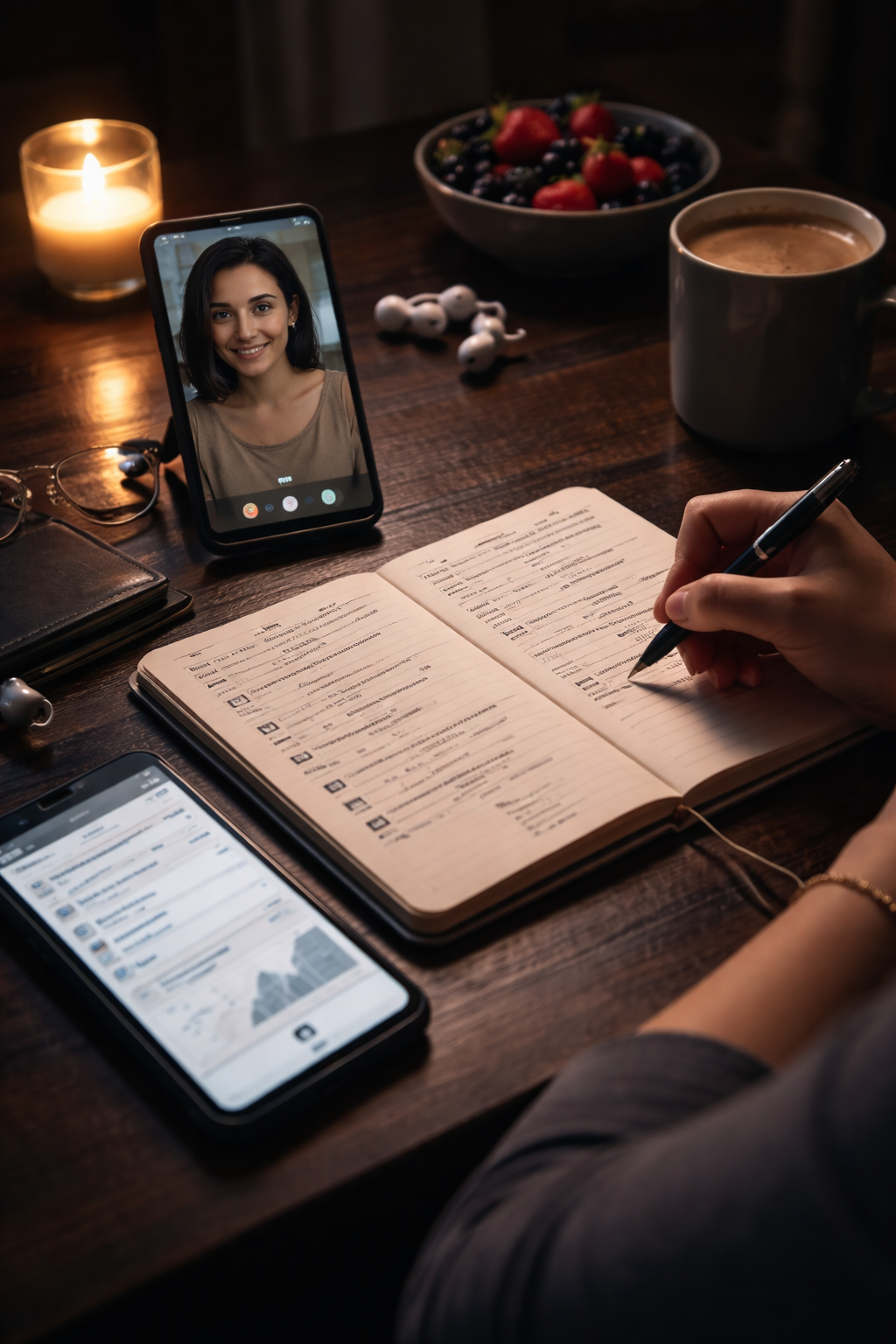 Mesa con comida real y plan organizado, ejemplo de estructura sin dietas rígidas
