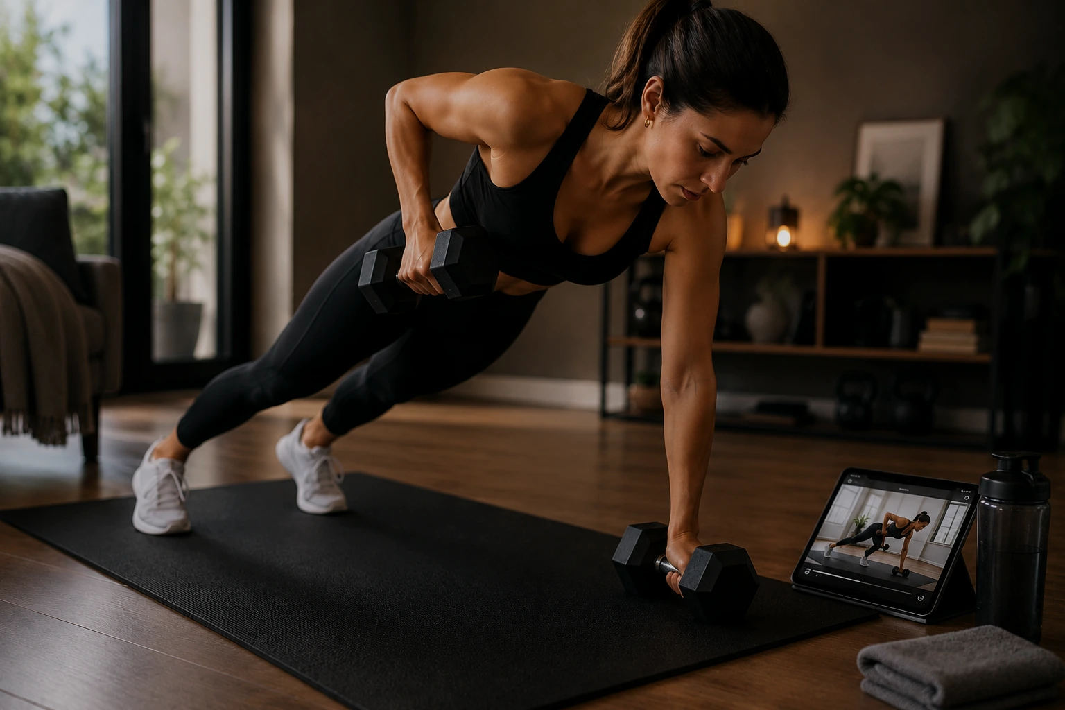 Progreso: mujer entrenando, ejemplo de mejora de energía y constancia